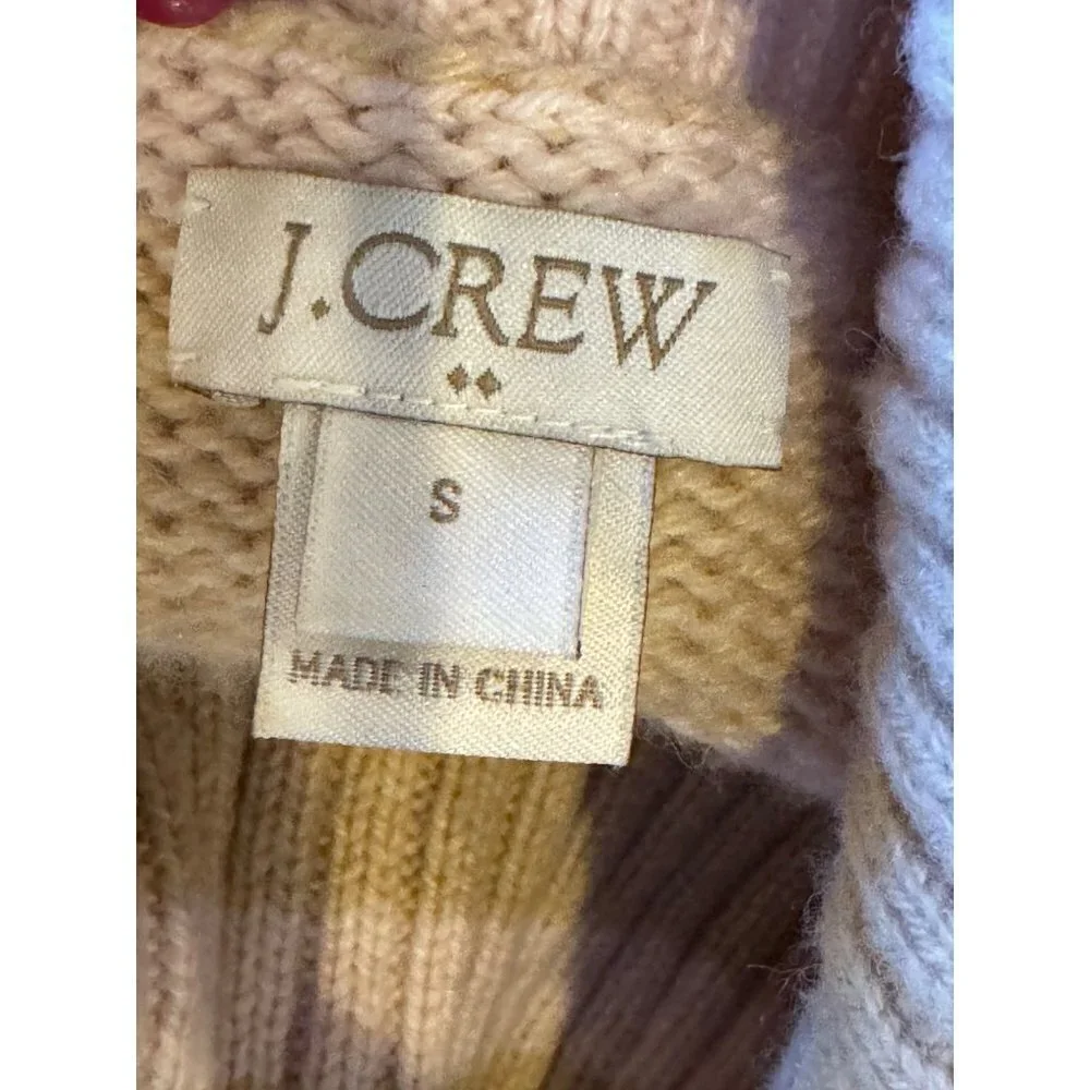 J. Crew Tan And Pink Wool Blend‎ Striped Turtleneck Pullover Sweater Size S